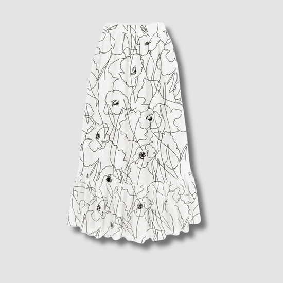 Black Vest Top with Printed Skirt
