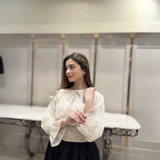 Polka Dot Puff Sleeve Blouse