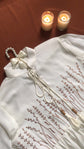 White Embroidered Field Tunic with Tassel Tie