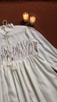 White Embroidered Field Tunic with Tassel Tie