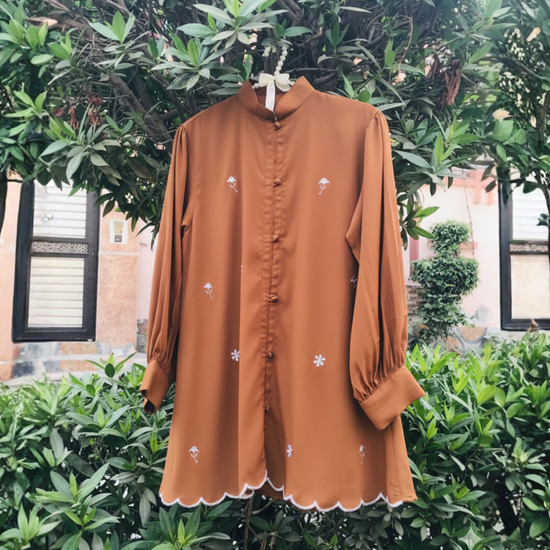 Embroidered Daisy Button-Down Shirt