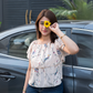 Square Neck Ditsy Floral Shirt