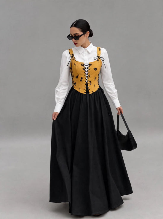 WHITE YELLOW BLACK CORSET