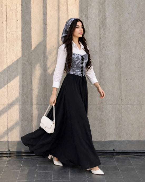 BLACK WHITE GRY CORSET