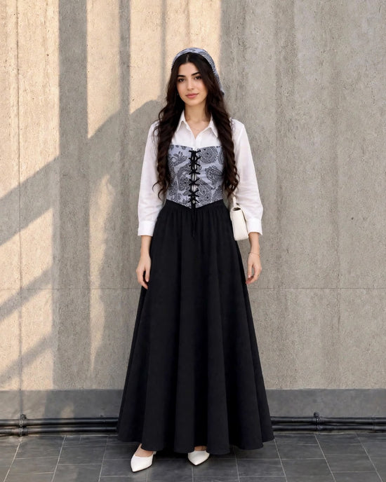 BLACK WHITE GRY CORSET