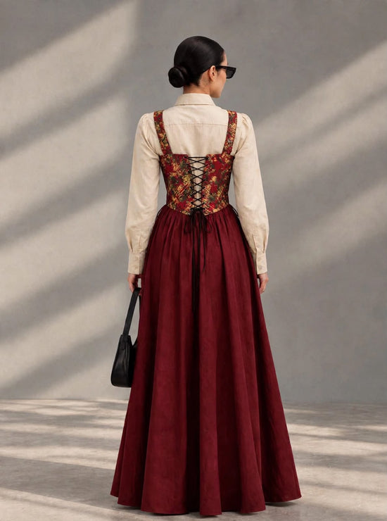 Mahroon floral corset