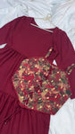 Mahroon Frok + Printed Corset