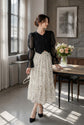 Black Vest Top with Printed Skirt